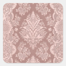 Vintage Floral on Rosy Beige Square Sticker