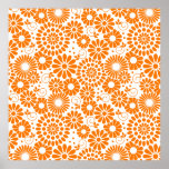 Vintage floral orange Poster