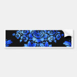 Vintage Floral Pattern Gift Black Blue Bumper Sticker