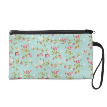 Vintage floral roses blue shabby chic rose flowers wristlet purses