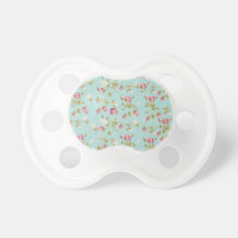 Vintage floral roses blue shabby chic rose flowers pacifier