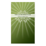 Vintage Floral Swirls & Rays Green Gradient Business Card Templates