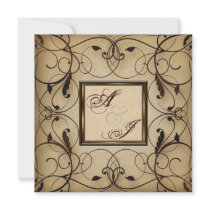 Vintage Floral Swirls Wedding Invite