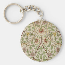 Vintage Floral Wallpaper Design - Daffodil Key Chain