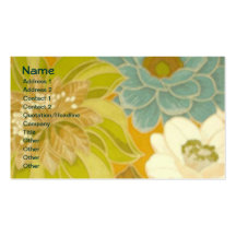 Vintage Floral Wallpaper, Turquoise Green & Brown Business Card Templates