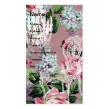 Vintage Floral Wallpaper With Chair and Chandelier Business Card Templates