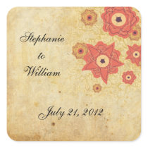 Vintage Floral Wedding Sticker