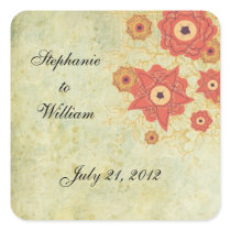 Vintage Floral Wedding Sticker