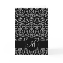 Vintage Florentine Damask (Monogram) (White) Greeting Cards