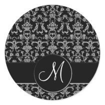 Vintage Florentine Damask (Monogram) (White) Stickers