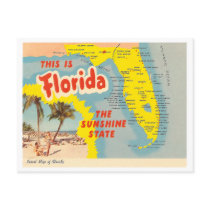 Vintage Florida Map Postcard