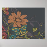 vintage flower and butterfly vector art posters