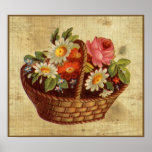 Vintage Flower Basket  Poster
