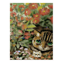Vintage Flower Cats Postcard
