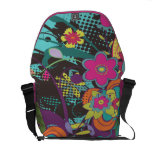 vintage flower frenzy funky vector design commuter bag