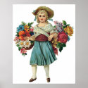 Vintage Flower Girl Customisable Poster posters