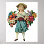 Vintage Flower Girl Customizable Poster