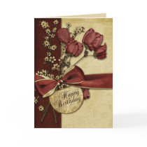 Vintage Flowers Birthday Card