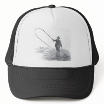 Vintage Fly Fishing Art Mesh Hat