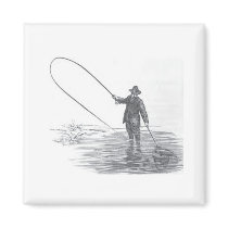 Vintage Fly Fishing Art Refrigerator Magnet