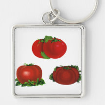 Vintage Food, Fruits, Vegetables, Red Ripe Tomato Key Chains