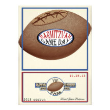 Vintage Football Field Pass Bar Mitzvah Invitation
