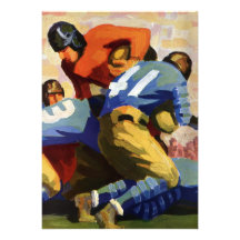 Vintage Football Players Playing a College Game Custom Announcements