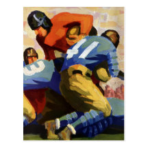 Vintage Football Players Playing a College Game Post Card