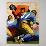 Vintage Football Players Playing a College Game Print