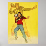 Vintage Football Quarterback Passing the Football posters