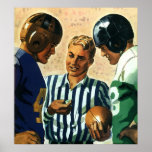 Vintage Football, Referee and Players Coin Toss posters