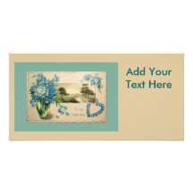 Vintage Forget-me-nots Valentine Photo Greeting Card