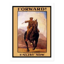 Vintage Forward, Enlist Now Poster Post Cards