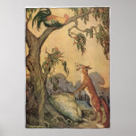 Vintage Fox, the Cock and the Dog Aesop's Fable posters