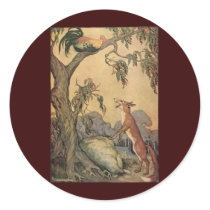 Vintage Fox, the Cock and the Dog Aesop's Fable Sticker