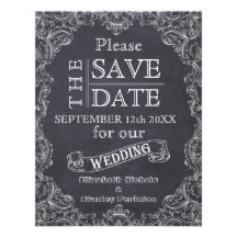 Vintage frame & chalkboard wedding Save the Date Personalized Invitation
