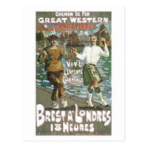 Vintage France England Train Travel Ad Post Cards