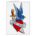 Vintage Free Bird, Dagger and Heart Tattoo