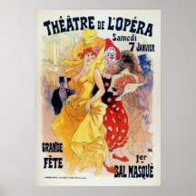 Vintage French belle époque masquerade ball ad Posters