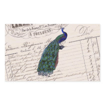 Vintage French Chic Blue Peacock Rectangle Sticker