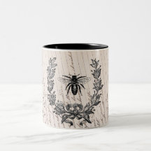Vintage French Chic Honey Bee Mugs