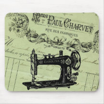 Vintage French Chic Sewing machine Mouse Pads