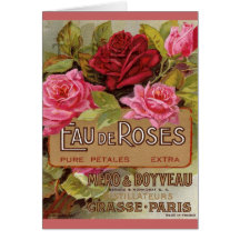 Vintage French Eau De Roses Greeting Card