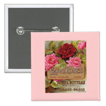 Vintage French Eau De Roses Pinback Button