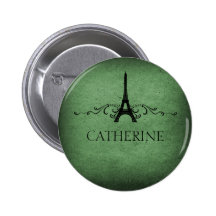 Vintage French Flourish Button, Green