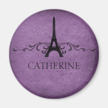 Vintage French Flourish Magnet, Purple