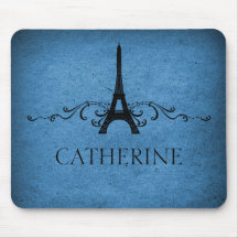 Vintage French Flourish Mousepad, Blue