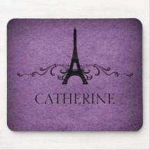 Vintage French Flourish Mousepad, Purple
