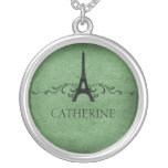 Vintage French Flourish Necklace, Green