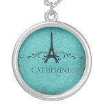 Vintage French Flourish Necklace, Teal